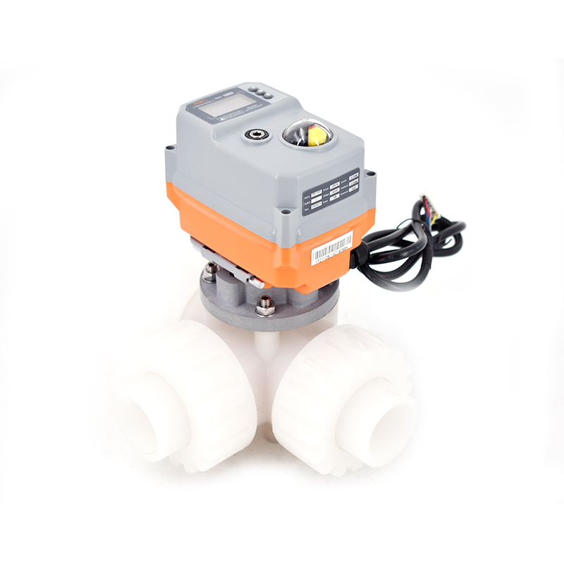 白城微型電動PVDF三通球閥 流量切換 耐強酸堿腐蝕 智能調節閥 Q924/5F-10S